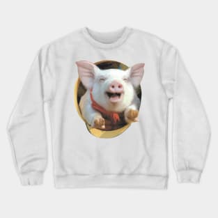 Pig pet in the hat - Oil paint Crewneck Sweatshirt